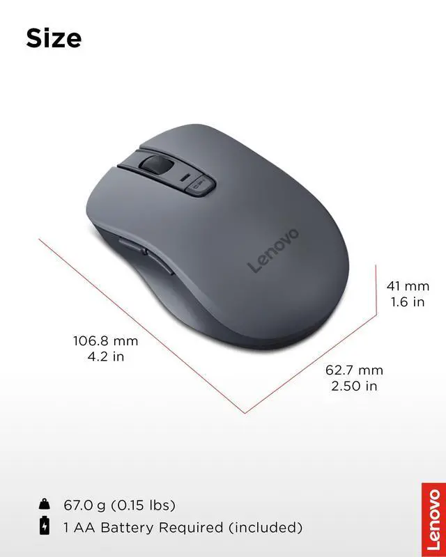 Alt view image 6 of 7 - WL310 Bluetooth Silent Mouse, Ergonomic, Adjustable DPI, Silent Clicks, Bluetooth 5.0, Portable for Windows, Mac, and Chromebook, Grey