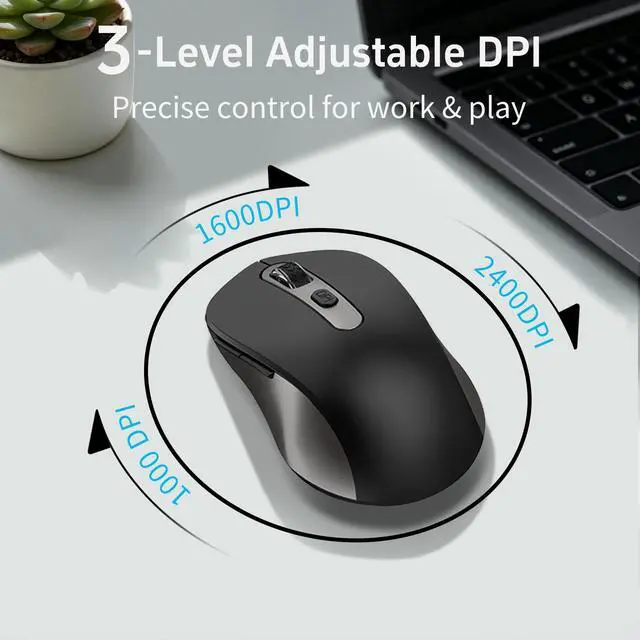 Alt view image 6 of 7 - Wireless Ergonomic Computer Mouse for Laptop PC Chromebook Desktop