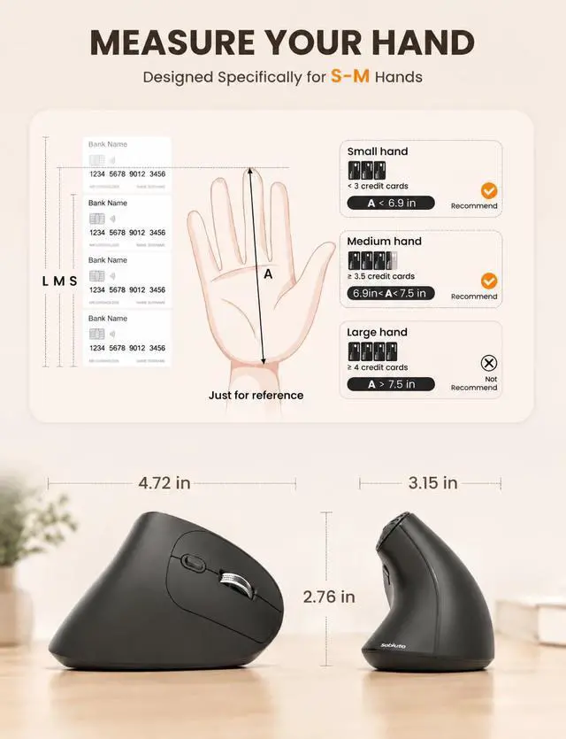 Alt view image 3 of 7 - MAM51 Ergonomic Mouse, Bluetooth Mouse with Side Scroll Wheel