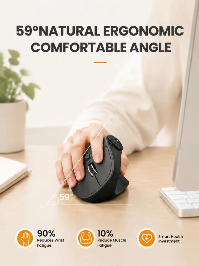 Alt view image 7 of 7 - MAM51 Ergonomic Mouse, Bluetooth Mouse with Side Scroll Wheel