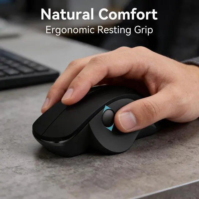Alt view image 5 of 7 - Wireless Ergonomic Mouse, Thumb Side Scroll, Quiet Click