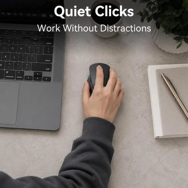 Alt view image 2 of 7 - Wireless Ergonomic Mouse, Thumb Side Scroll, Quiet Click