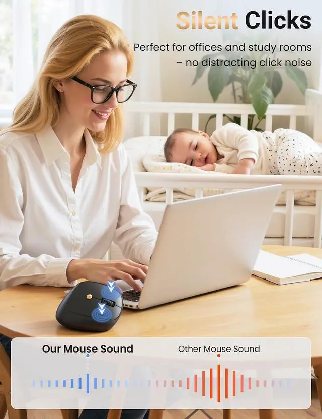 Alt view image 5 of 7 - Ergonomic Vertical Wireless Mouse, 57°, Small/Medium Hands, Black