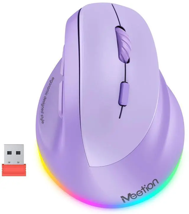 Main image of Ergonomic Wireless Vertical Mouse, Rechargeable, Purple
