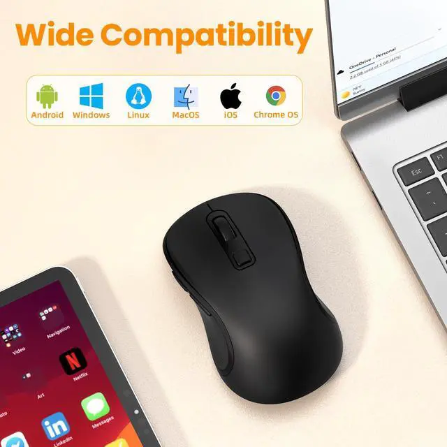 Alt view image 2 of 7 - L123 Wireless Mouse, 2.4G USB+2 Bluetooth, for Computer, Laptop.