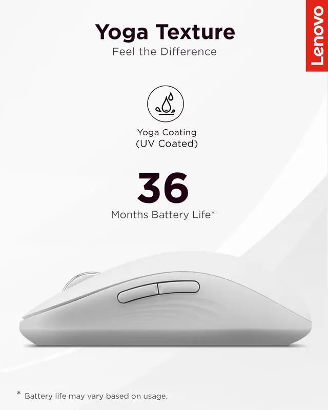 Alt view image 5 of 7 - Yoga Bluetooth Silent Mouse, 3 Level DPI Adjustment, 36 Month Battery Life, Bluetooth 5.3, 3 Device Paring, Whisper Quiet, Programmable Buttons, Smooth Finish, Seashell