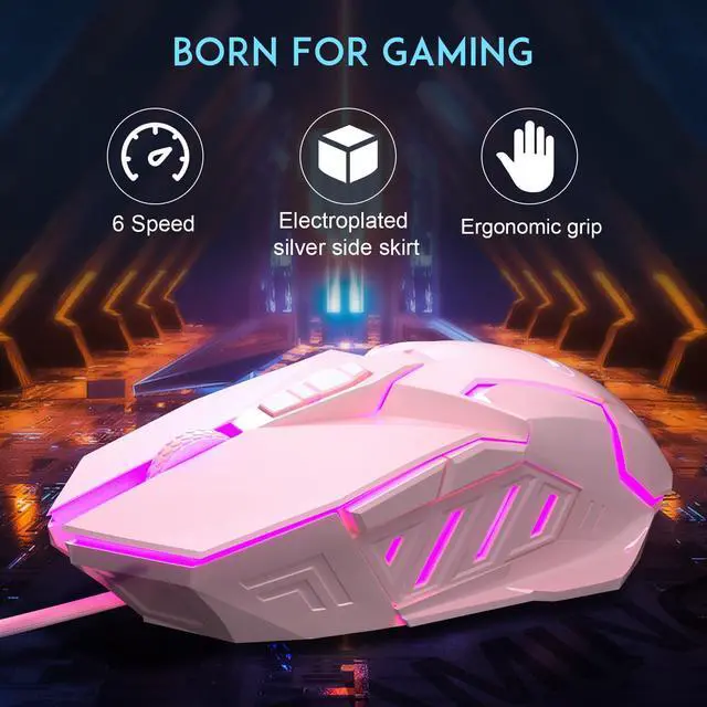 Alt view image 4 of 7 - G10 Gaming Mouse Wired, 7 Colors Breathing LED Backlit Gaming Mouse, 6 Adjustable Speeds, Ergonomic Optical Computer Mouse with 7 Buttons for Windows PC Gamers