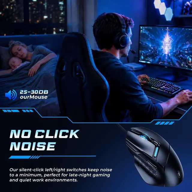 Alt view image 4 of 7 - Wired Gaming Mouse, 7200 DPI, 6 Programmable Buttons, RGB Lighting