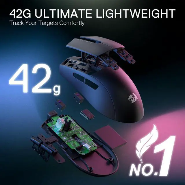 Alt view image 4 of 7 - M724 Wired Gaming Mouse, 42G Ultra-Light 12,400 Max DPI Optical Gaming Mouse with 5 Programmable Buttons, Ergonomic Natural Grip Build, Software Supports DIY Keybinds & DPI, Black
