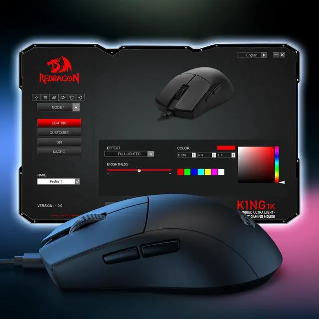 Alt view image 6 of 7 - M724 Wired Gaming Mouse, 42G Ultra-Light 12,400 Max DPI Optical Gaming Mouse with 5 Programmable Buttons, Ergonomic Natural Grip Build, Software Supports DIY Keybinds & DPI, Black