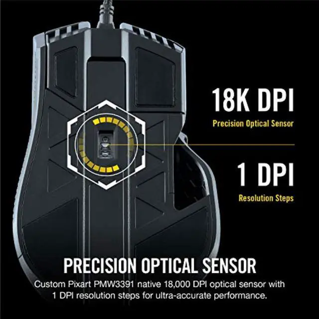 Alt view image 3 of 7 - IRONCLAW RGB Wired FPS/MOBA Gaming Mouse 18,000 DPI 7 Programmable Buttons Designed for Large Hands iCUE Compatible PC, Mac, PS5, PS4, Xbox Black