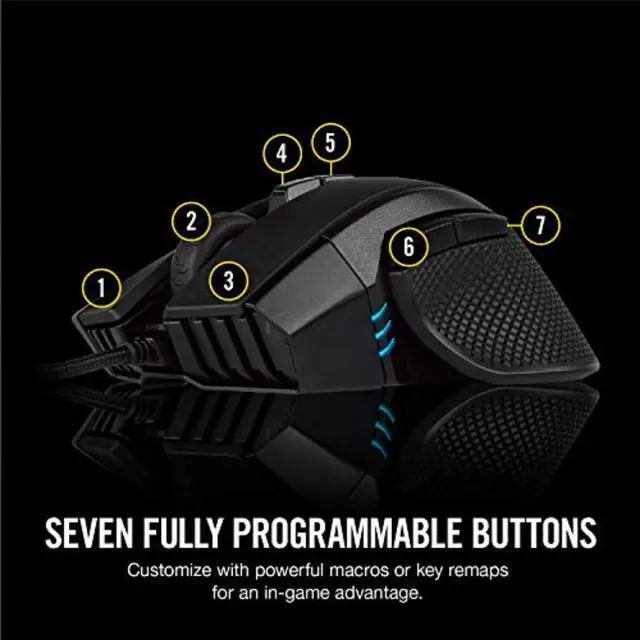 Alt view image 5 of 7 - IRONCLAW RGB Wired FPS/MOBA Gaming Mouse 18,000 DPI 7 Programmable Buttons Designed for Large Hands iCUE Compatible PC, Mac, PS5, PS4, Xbox Black