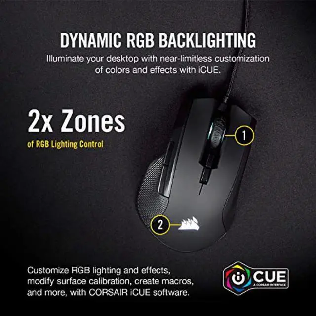 Alt view image 6 of 7 - IRONCLAW RGB Wired FPS/MOBA Gaming Mouse 18,000 DPI 7 Programmable Buttons Designed for Large Hands iCUE Compatible PC, Mac, PS5, PS4, Xbox Black