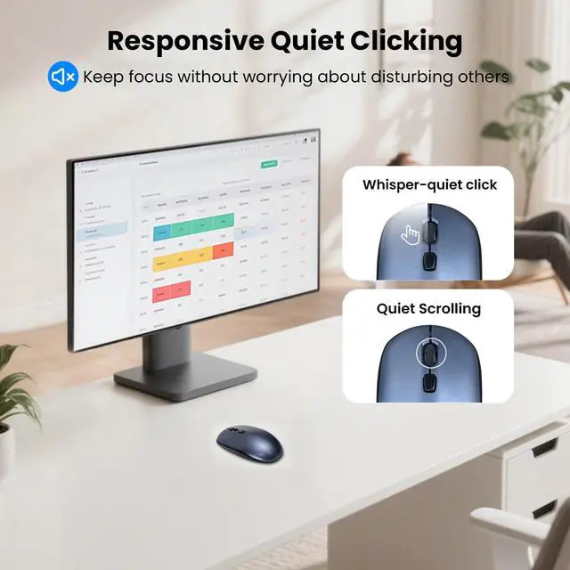 Alt view image 3 of 7 - Wireless Mouse for Laptop,2.4G Slim Quiet Portable USB Computer Mice,± 3200 DPI,Lightweight,Plug&Play,4 Adjustment Speed,20 Months Battery Life,Cordless Office Mouses for Mac,PC,Chromebook,Notebook