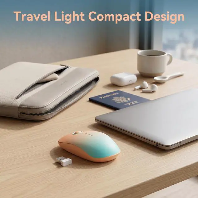 Alt view image 4 of 7 - MangoEra Kawaii Wireless Mouse, Cute Pink Mouse for Laptop, Portable Silent