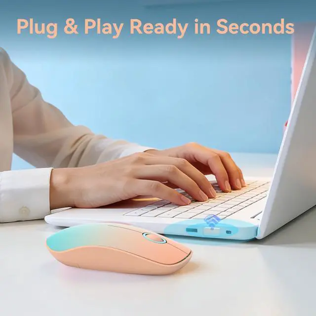 Alt view image 6 of 7 - MangoEra Kawaii Wireless Mouse, Cute Pink Mouse for Laptop, Portable Silent