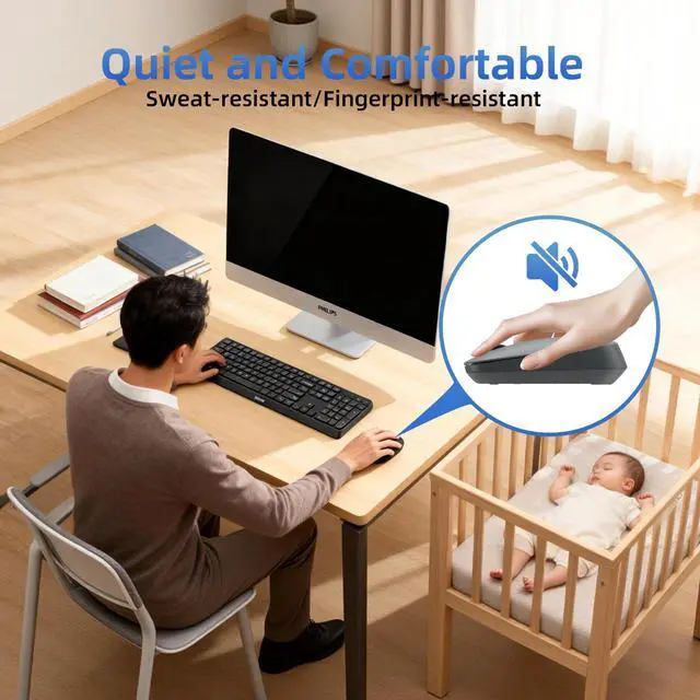 Alt view image 2 of 7 - Wireless Bluetooth Mouse for Laptop, Bluetooth Mouse for MacBook Pro/Air and iPad, Travel Silent USB Wireless Mice, BT 3.0/5.0 and 2.4GHz USB Dongle, 1600 DPI, 12-Month Battery Life