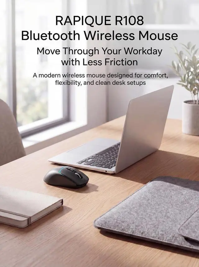 Alt view image 2 of 7 - Bluetooth Wireless Mouse, Dual Bluetooth + 2.4G, Black
