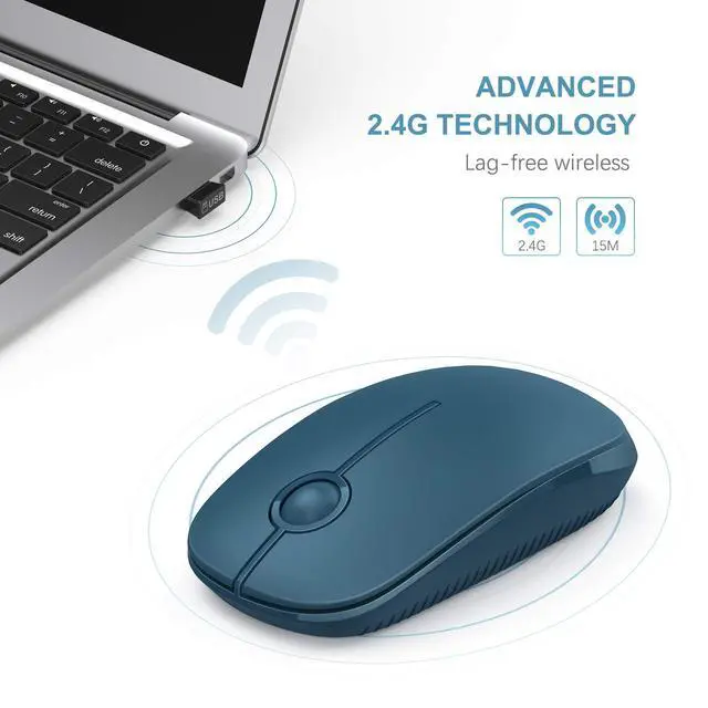 Alt view image 4 of 6 - Wireless Mouse, 2.4G Slim Computer Laptop Mouse, Sapphire Blue