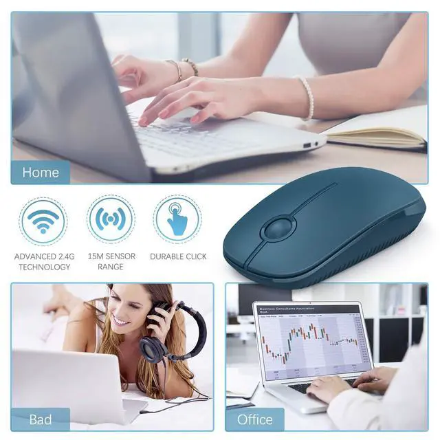 Alt view image 5 of 6 - Wireless Mouse, 2.4G Slim Computer Laptop Mouse, Sapphire Blue