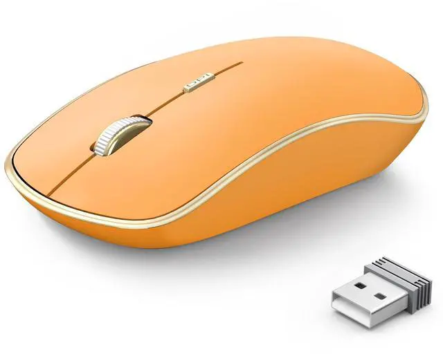 Main image of J 2.4G Wireless Mouse, Soft Click, Silent Travel, 3200 DPI, 5 Adjustment Levels, for Laptop, Mac, PC, Notebook - Orange