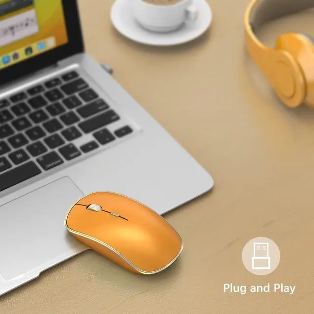 Alt view image 2 of 7 - J 2.4G Wireless Mouse, Soft Click, Silent Travel, 3200 DPI, 5 Adjustment Levels, for Laptop, Mac, PC, Notebook - Orange