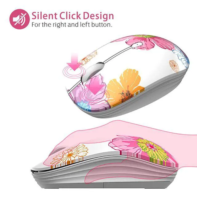 Alt view image 2 of 7 - M101 Wireless Mouse, Cute Computer Mice for Laptop,Silent-Flower