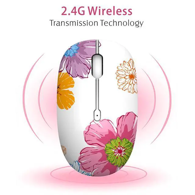 Alt view image 3 of 7 - M101 Wireless Mouse, Cute Computer Mice for Laptop,Silent-Flower