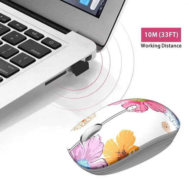Alt view image 4 of 7 - M101 Wireless Mouse, Cute Computer Mice for Laptop,Silent-Flower