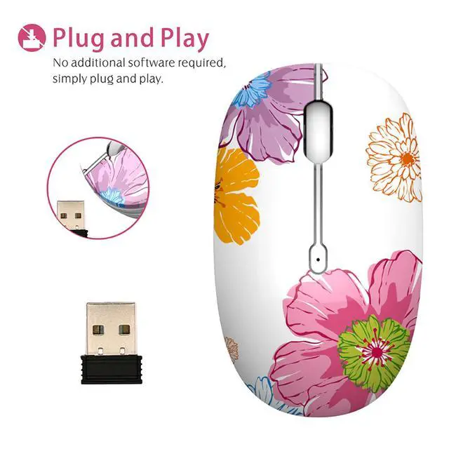 Alt view image 5 of 7 - M101 Wireless Mouse, Cute Computer Mice for Laptop,Silent-Flower