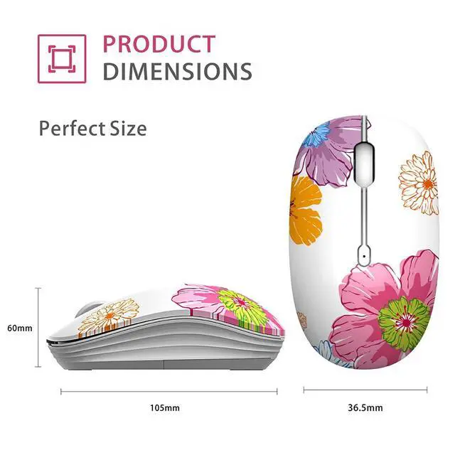 Alt view image 7 of 7 - M101 Wireless Mouse, Cute Computer Mice for Laptop,Silent-Flower