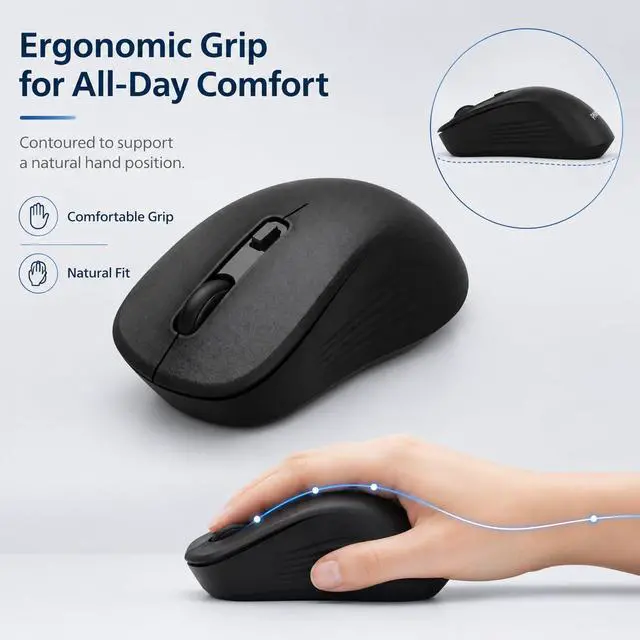 Alt view image 7 of 7 - Wireless Mouse for Laptop, Bluetooth and 2.4GHz, Silent Click