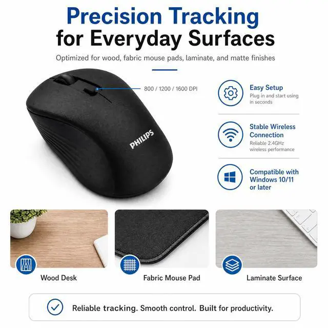 Alt view image 3 of 7 - Wireless Mouse for Laptop, Bluetooth and 2.4GHz, Silent Click