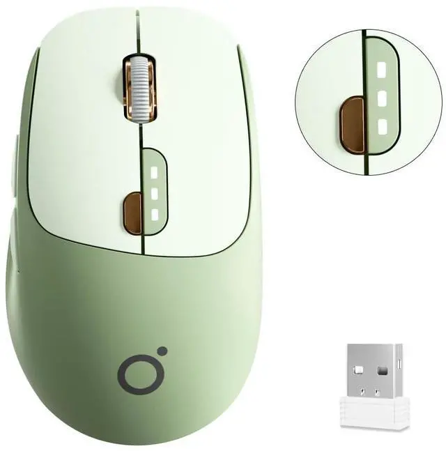 Main image of Dual-Mode Wireless Mouse with Visible Battery Indicator, Silent Rechargeable Bluetooth & 2.4G Computer Mouse, 1600 DPI, One-Click Desktop Privacy Key, Portable Mice for Laptop/PC/Mac - Green