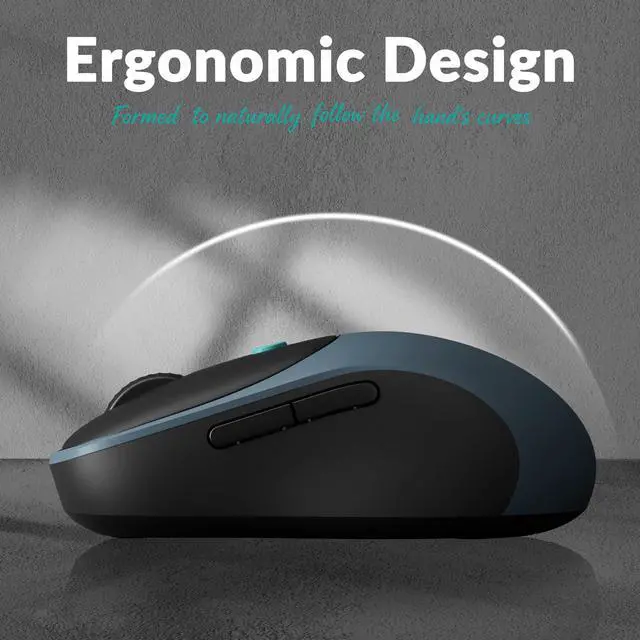 Alt view image 4 of 7 - BM24 Portable Wireless Mouse, 2400 DPI Quiet Clicks, 2.4 GHz/Bluetooth 5.2/Wired with Programmable Buttons, Long Battery Life for Laptop PC/Mac/Windows - Space Gray