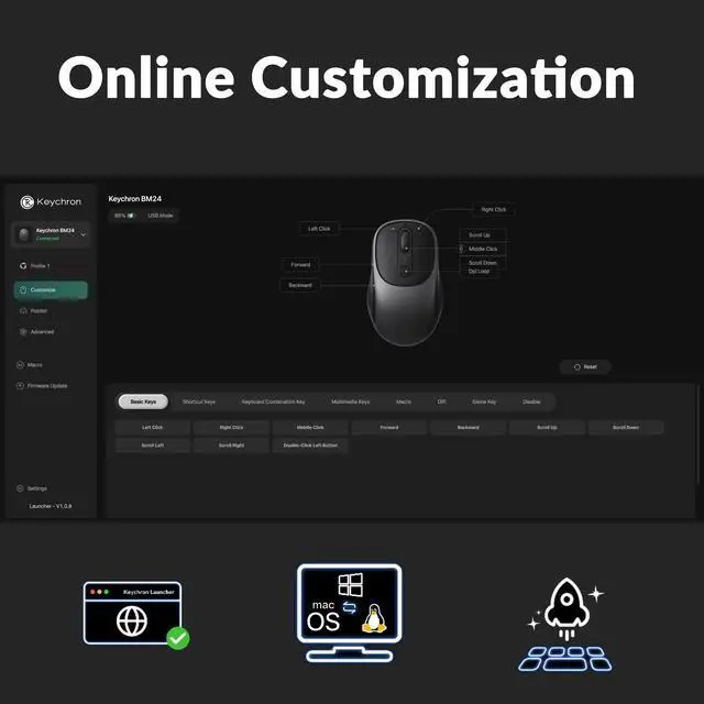 Alt view image 2 of 7 - BM24 Portable Wireless Mouse, 2400 DPI Quiet Clicks, 2.4 GHz/Bluetooth 5.2/Wired with Programmable Buttons, Long Battery Life for Laptop PC/Mac/Windows - Space Gray