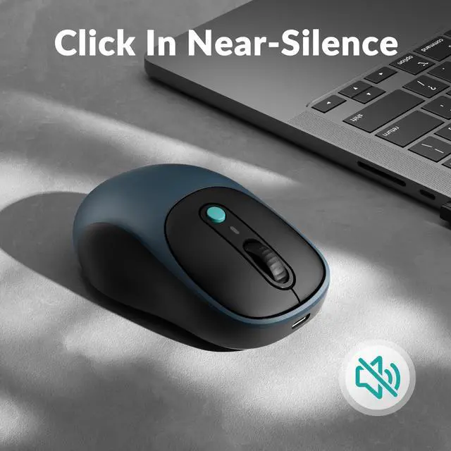 Alt view image 6 of 7 - BM24 Portable Wireless Mouse, 2400 DPI Quiet Clicks, 2.4 GHz/Bluetooth 5.2/Wired with Programmable Buttons, Long Battery Life for Laptop PC/Mac/Windows - Space Gray