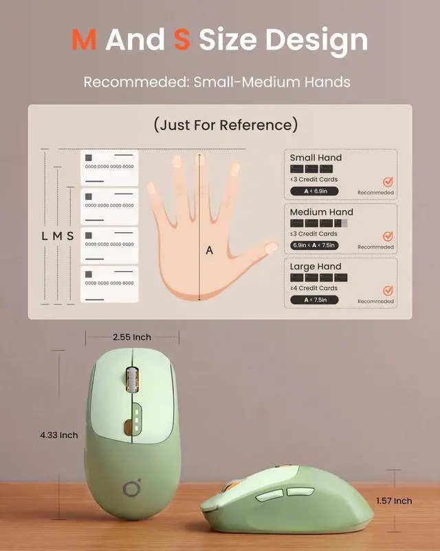 Alt view image 7 of 7 - Dual-Mode Wireless Mouse with Visible Battery Indicator, Silent Rechargeable Bluetooth & 2.4G Computer Mouse, 1600 DPI, One-Click Desktop Privacy Key, Portable Mice for Laptop/PC/Mac - Green