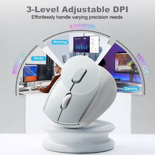 Alt view image 4 of 7 - C2 Silicone Wireless Mouse 1600 DPI Optical 2.4GHz (Gray)