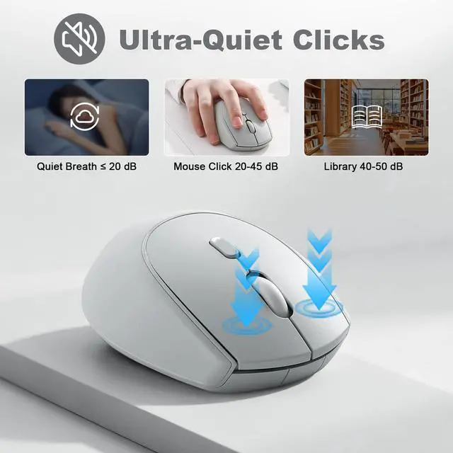 Alt view image 6 of 7 - C2 Silicone Wireless Mouse 1600 DPI Optical 2.4GHz (Gray)