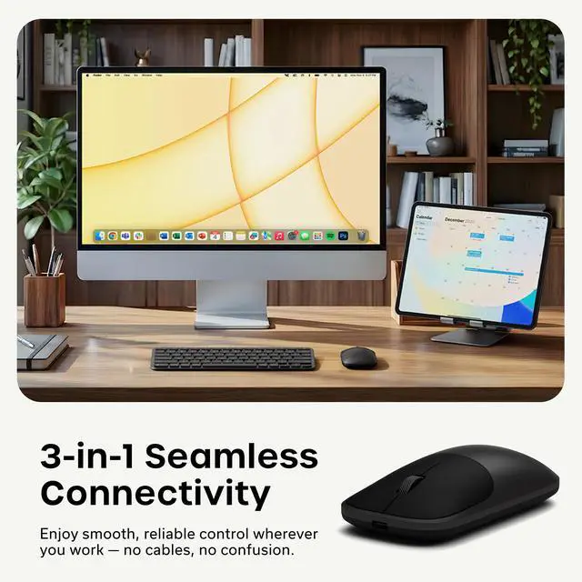 Alt view image 2 of 7 - Slim EX Wireless Mouse, Bluetooth & 2.4 GHz, Space Black