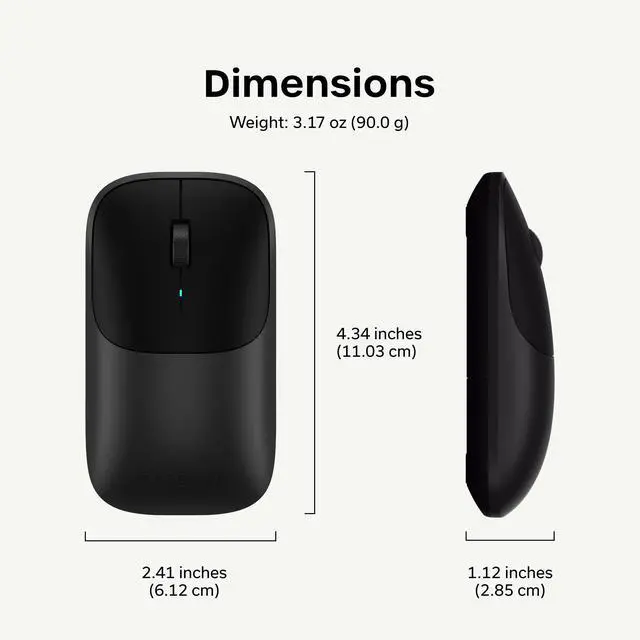 Alt view image 7 of 7 - Slim EX Wireless Mouse, Bluetooth & 2.4 GHz, Space Black