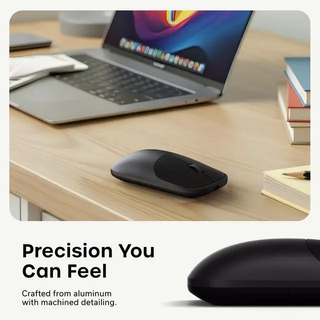 Alt view image 3 of 7 - Slim EX Wireless Mouse, Bluetooth & 2.4 GHz, Space Black