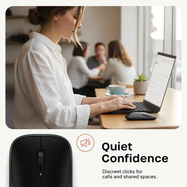 Alt view image 5 of 7 - Slim EX Wireless Mouse, Bluetooth & 2.4 GHz, Space Black