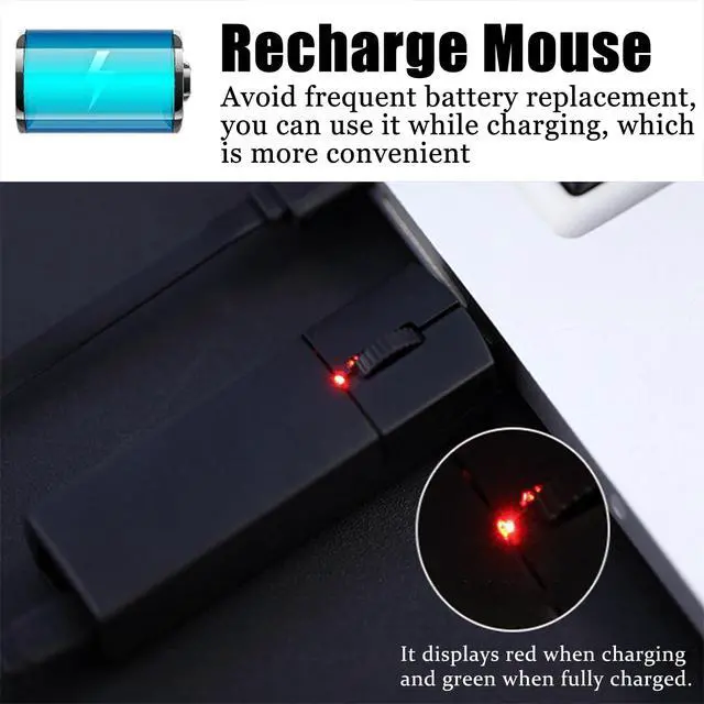 Alt view image 4 of 7 - Wireless Bluetooth Mouse, Mini 3-Mode (BT4.0/5.0+2.4G) Noiseless Rechargeable Travel Mice with Mouse Case, 3 Buttons 1200 DPI Ultra Lightweight Portable Wireless Mice for Desktop Laptops PCBlack