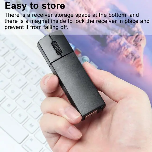 Alt view image 5 of 7 - Wireless Bluetooth Mouse, Mini 3-Mode (BT4.0/5.0+2.4G) Noiseless Rechargeable Travel Mice with Mouse Case, 3 Buttons 1200 DPI Ultra Lightweight Portable Wireless Mice for Desktop Laptops PCBlack