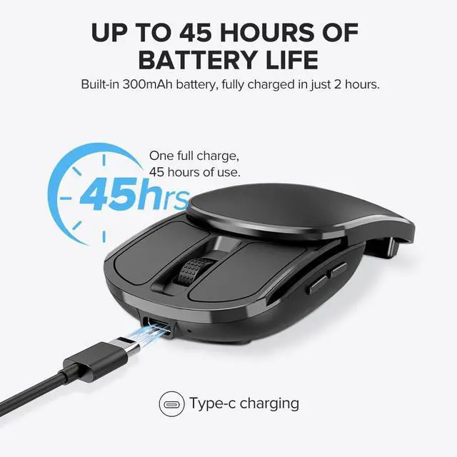 Alt view image 4 of 7 - Wireless Bluetooth Pocket Mouse, 2-in-1 Sliding Mouse (MF20-Black)
