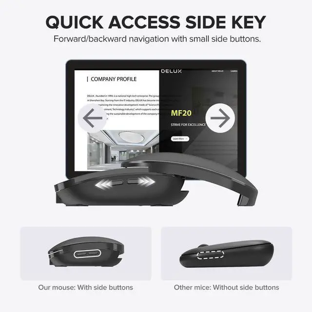 Alt view image 5 of 7 - Wireless Bluetooth Pocket Mouse, 2-in-1 Sliding Mouse (MF20-Black)