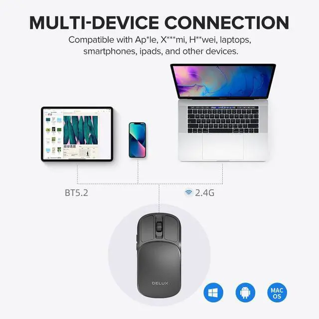 Alt view image 7 of 7 - Wireless Bluetooth Pocket Mouse, 2-in-1 Sliding Mouse (MF20-Black)