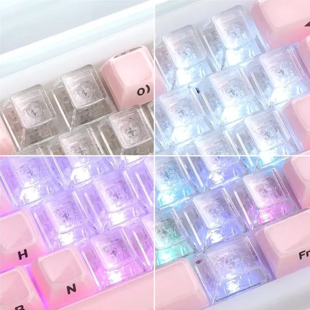 Alt view image 2 of 6 - XVX Blank Crystal Transparent Keycaps, PC Material Custom DIY Sweet Heart Keyboard Caps, Backlit Clear Glitter Candy Keycap Cherry Profile for MX Switches Mechanical Keyboard (21pcs)